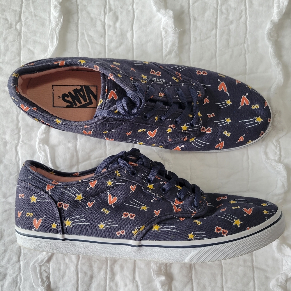 Vans Atwood Parisian Nights Hearts & Stars Sneakers Womens 8 Like New Rare